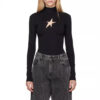 Hollow out pentagram base slim fit top for women with a high-end feel, autumn new style, niche design, casual top