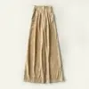 Spanish Niche Cor @ Pink Orange Line Printed Elastic Waist Pleated Silk Wide Leg Pants