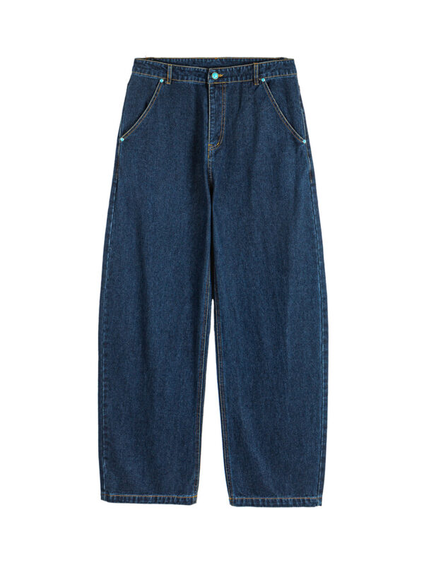 Casual Loose Fit Wide Leg Washed Denim Pants