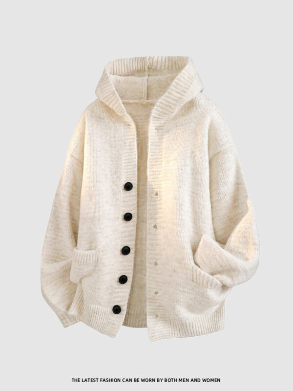 Casual Hooded Knit Sweater Coat for Men and Women, Loose Oversized Style Fashionable Autumn and Winter Wear