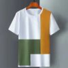 Men's Summer Loose Grid Splicing Ice Cool Short Sleeve T-shirt Men's Trendy Top