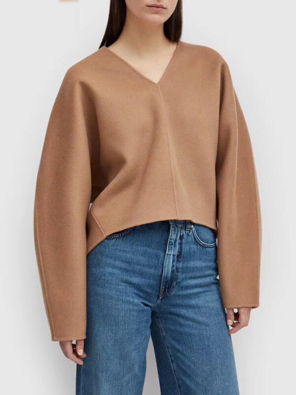 Solid Minimslist Pullover Sweater for Women V Neck Long Sleeve Straight Kintting Sweaters Female Clothing Fashion New