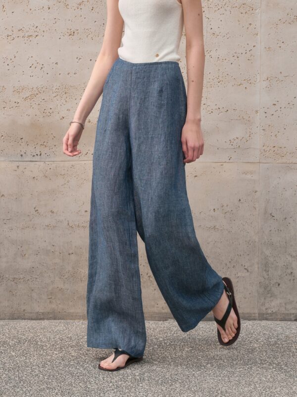 Solid Linen Color Woven Long Pants for Women Fashionable Versatile Loose Floor-Length Trousers Casual Style Slimming Wide-Leg Pants