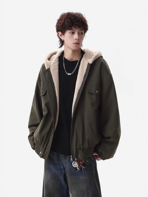 Mountain Hawk Hooded Cotton Coat Men's Winter Thickened Loose Youth Cotton Jacket Trendy  Workwear Outerwear