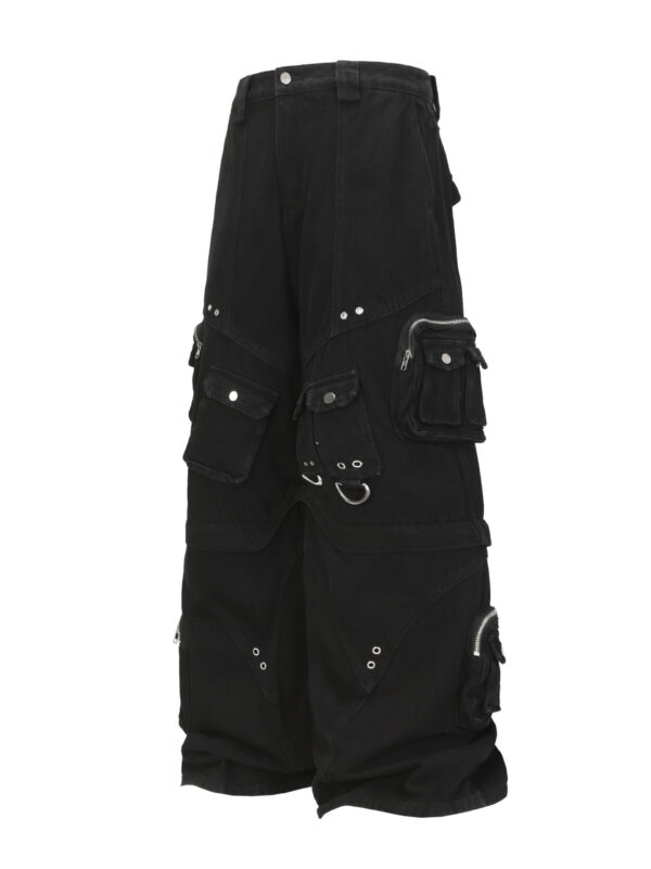 Street Style High-Quality Washed Workwear Pocket Detachable Denim Long Pants