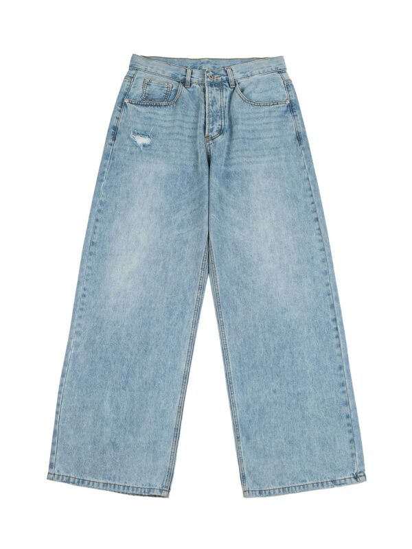 Washed Ripped Loose Straight Leg Casual Wide Leg Jeans for Men