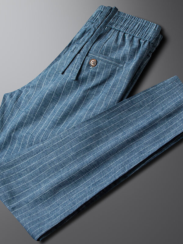 Elegant High-End Cotton Linen Casual Pants for Men Spring Summer Durable Elastic Slim Fit Youth Fashion Trousers