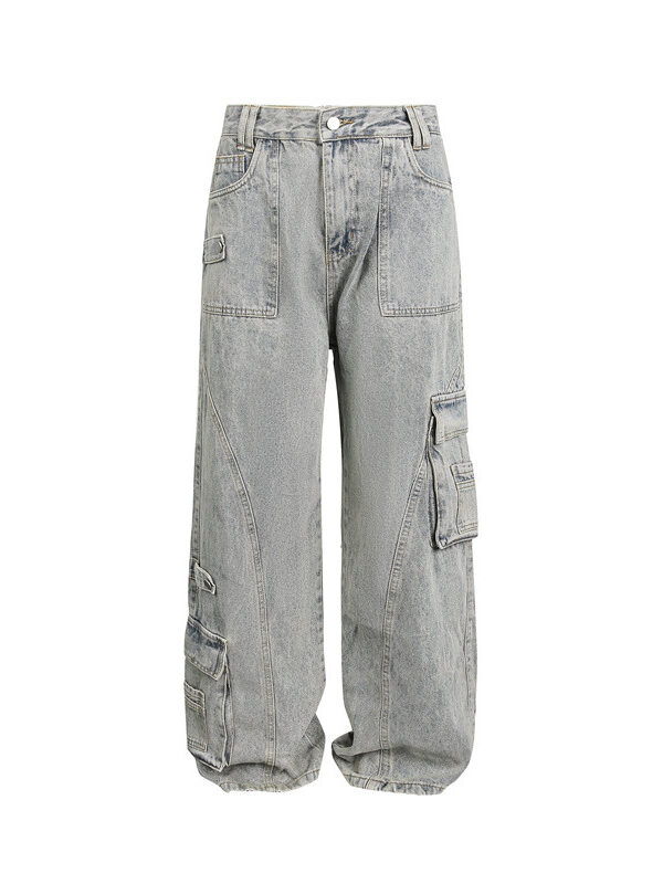 Heavyweight Patchwork Multi-Pocket Cargo Jeans